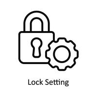 Lock Setting Vector  outline Icon Design illustration. Cyber security  Symbol on White background EPS 10 File