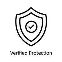 Verified Protection Vector  outline Icon Design illustration. Cyber security  Symbol on White background EPS 10 File