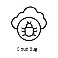 Cloud Bug Vector  outline Icon Design illustration. Cyber security  Symbol on White background EPS 10 File