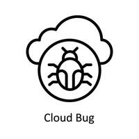 Cloud Bug Vector  outline Icon Design illustration. Cyber security  Symbol on White background EPS 10 File