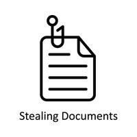 Stealing Documents Vector  outline Icon Design illustration. Cyber security  Symbol on White background EPS 10 File