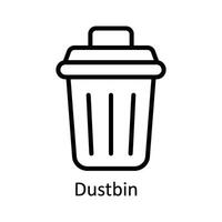 Dustbin Vector outline Icon Design illustration. Kitchen and home  Symbol on White background EPS 10 File