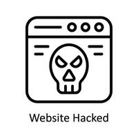 Website Hacked Vector  outline Icon Design illustration. Cyber security  Symbol on White background EPS 10 File