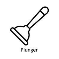 Plunger Vector outline Icon Design illustration. Kitchen and home  Symbol on White background EPS 10 File