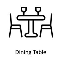 Dining Table Vector outline Icon Design illustration. Kitchen and home  Symbol on White background EPS 10 File