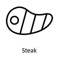 Steak Vector outline Icon Design illustration. Kitchen and home  Symbol on White background EPS 10 File