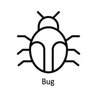 Bug Vector  outline Icon Design illustration. Cyber security  Symbol on White background EPS 10 File