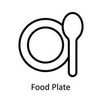 Food Plate Vector outline Icon Design illustration. Kitchen and home  Symbol on White background EPS 10 File