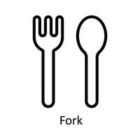 Fork Vector outline Icon Design illustration. Kitchen and home  Symbol on White background EPS 10 File