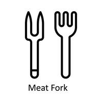 Meat Fork Vector outline Icon Design illustration. Kitchen and home  Symbol on White background EPS 10 File