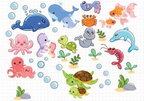 Animals under the sea vector illustration