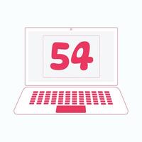 Laptop icon with Number 54 vector