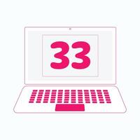 Laptop icon with Number 33 vector