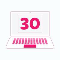 Laptop icon with Number 30 vector