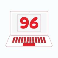 Laptop icon with Number 96 vector