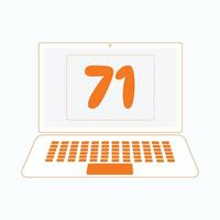 Laptop icon with Number 71 vector