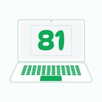 Laptop icon with Number 81 vector