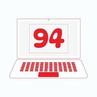 Laptop icon with Number 94 vector