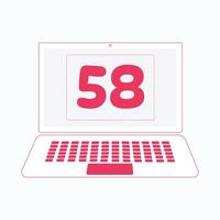 Laptop icon with Number 58 vector