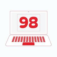 Laptop icon with Number 98 vector