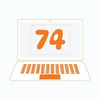 Laptop icon with Number 74 vector