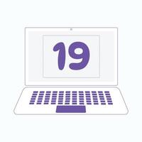 Laptop icon with Number 19 vector