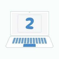 Laptop icon with Number 2 vector