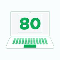 Laptop icon with Number 80 vector