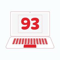 Laptop icon with Number 93 vector