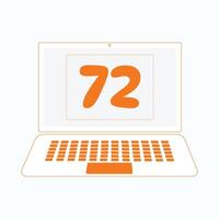 Laptop icon with Number 72 vector