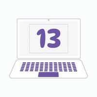 Laptop icon with Number 13 vector