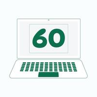 Laptop icon with Number 60 vector