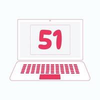 Laptop icon with Number 51 vector