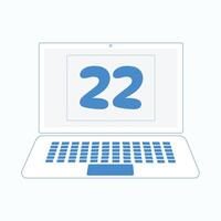 Laptop icon with Number 22 vector