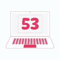 Laptop icon with Number 53 vector