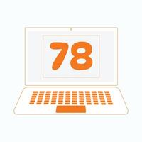 Laptop icon with Number 77 vector