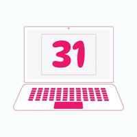 Laptop icon with Number 31 vector