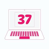 Laptop icon with Number 37 vector