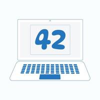 Laptop icon with Number 42 vector