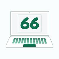 Laptop icon with Number 66 vector