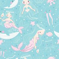 cute sea animals background vector