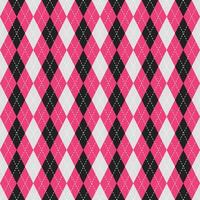 Argyle vector pattern. Argyle pattern. Pink and black argyle pattern. Seamless geometric pattern for clothing, wrapping paper, backdrop, background, gift card, sweater.