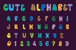 linda alfabeto letras y números vector y ilustración