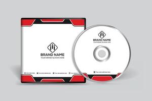 Red and black color CD cover design vector