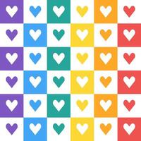 Rainbow heart pattern. Heart vector pattern. Heart pattern.  Seamless geometric pattern for clothing, wrapping paper, backdrop, background, gift card, decorating.