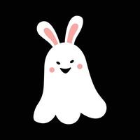 Rabbit ghost character design cartoon for halloween, element, poster, illustration vector