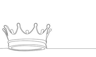 Crown silhouette. One line continuous royal banner concept. Line art, outline, minimal vector illustration.