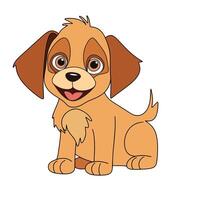 Baby dog in cartoon style. Vector illustration. Cute little puppy spaniel isolated on white background.