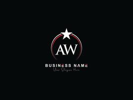 Royal Star Aw Luxury Logo, Minimalist Circle AW Letter Logo Design vector