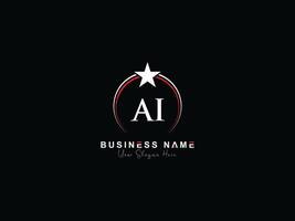 Royal Star Ai Luxury Logo, Minimalist Circle AI Letter Logo Design vector